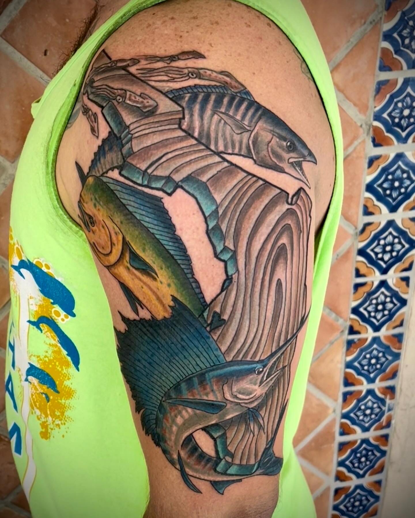 http://tattoomagz.com/david-hale-tattoos/david-hale-tattoo-black-and- red-fish/ | Native american tattoos, Tattoos, Body art tattoos